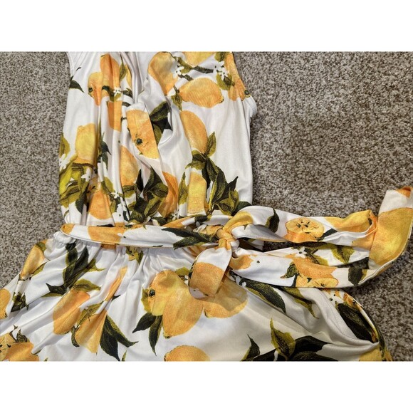 Women's Sleeveless Lemon Print Romper Tie Waist Large/XL - Picture 2 of 5